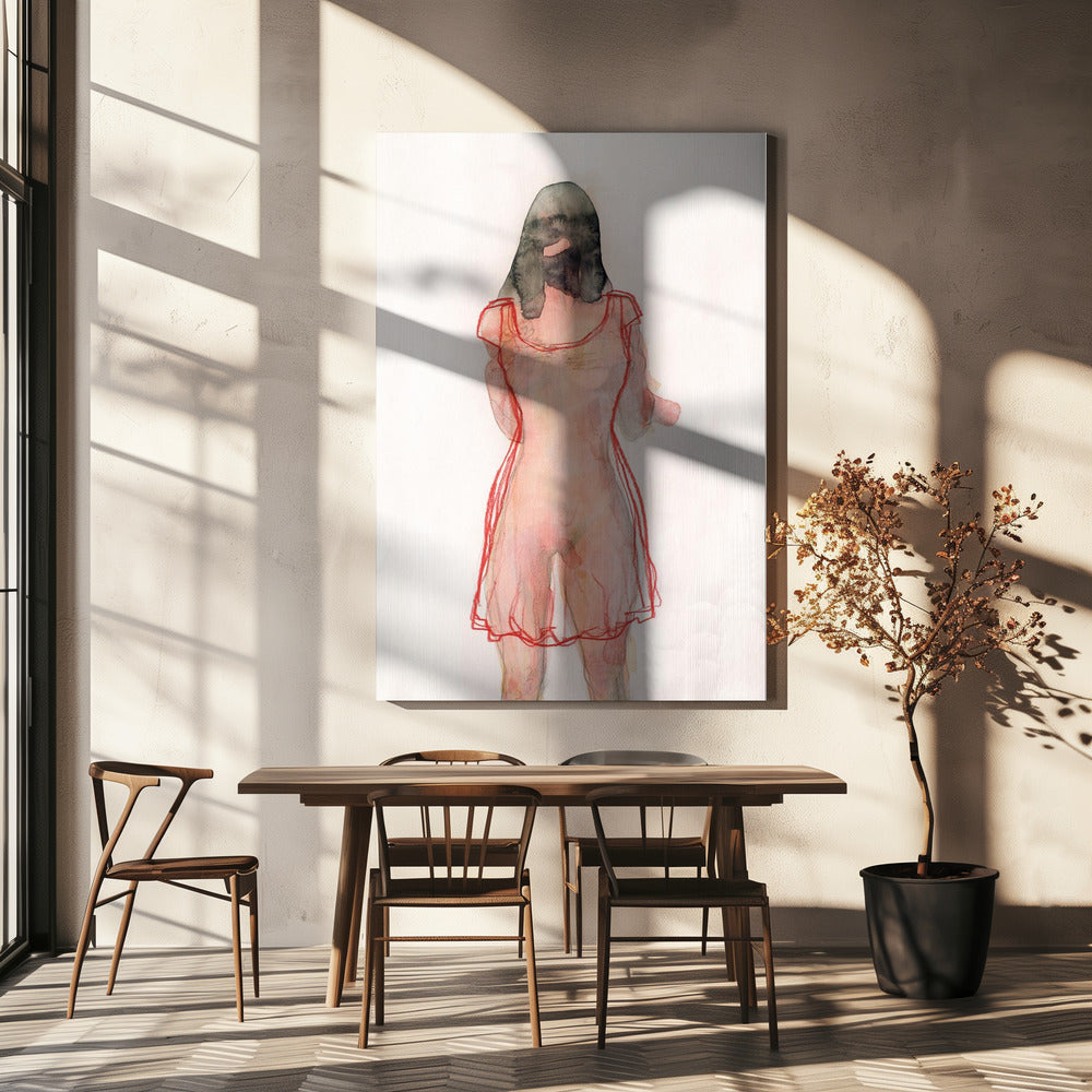 Figuurstudie (rode jurk) | Canvas