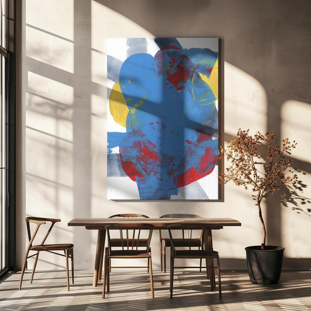 Abstracte Blauwe Rode Gele Vormen 2 | Canvas