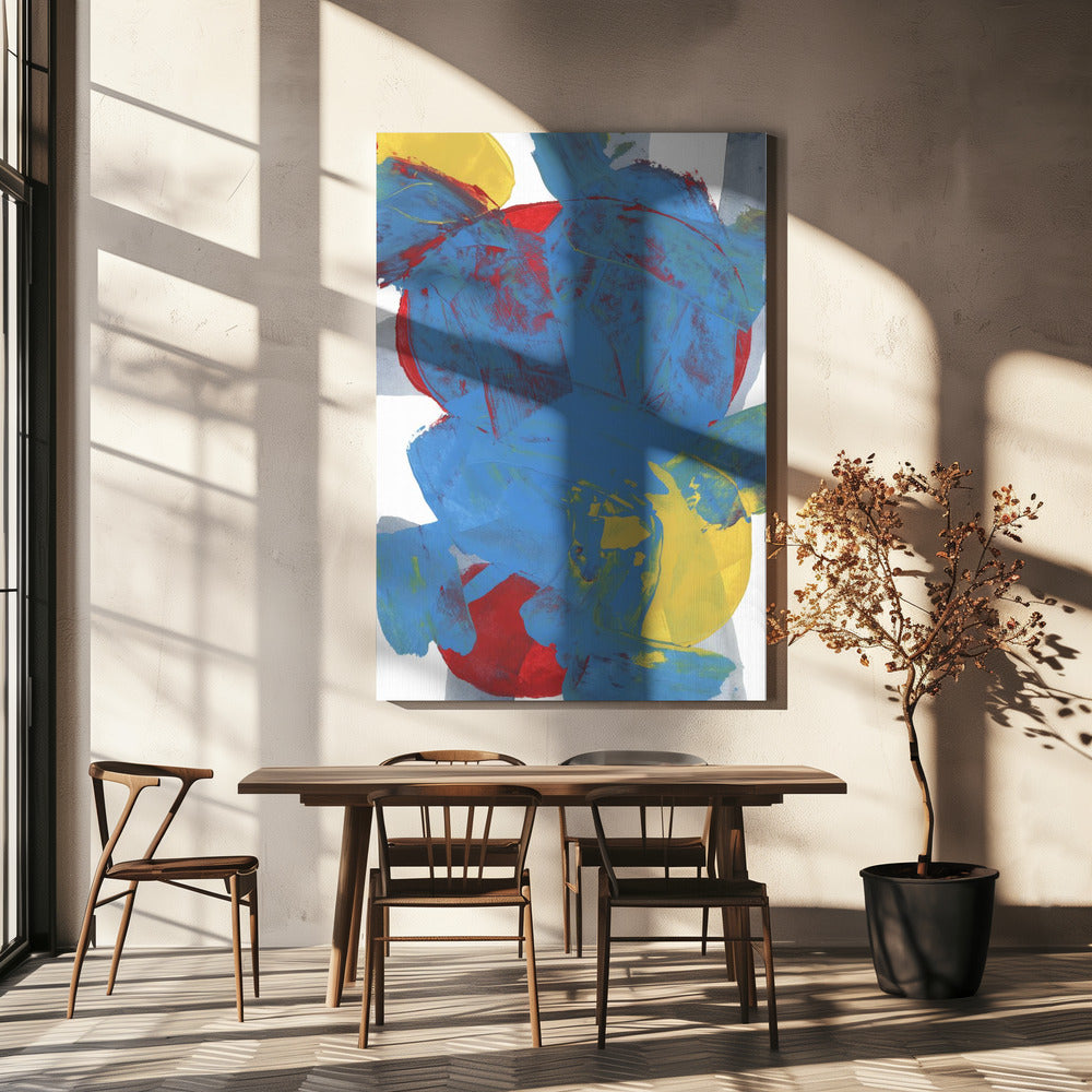 Abstracte Blauwe Rode Gele Vormen 1 | Canvas