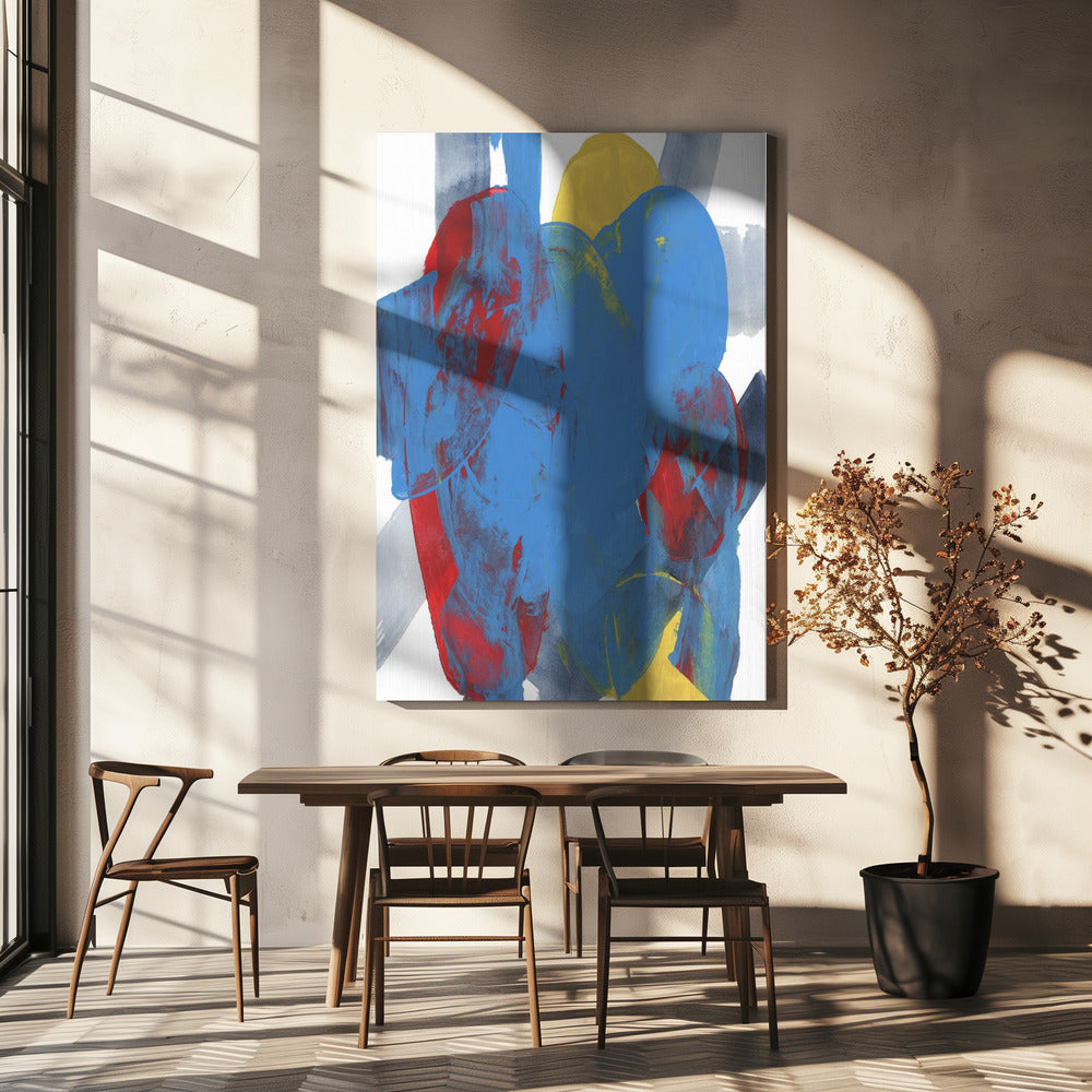 Abstracte Blauwe Rode Gele Vormen 3 | Canvas