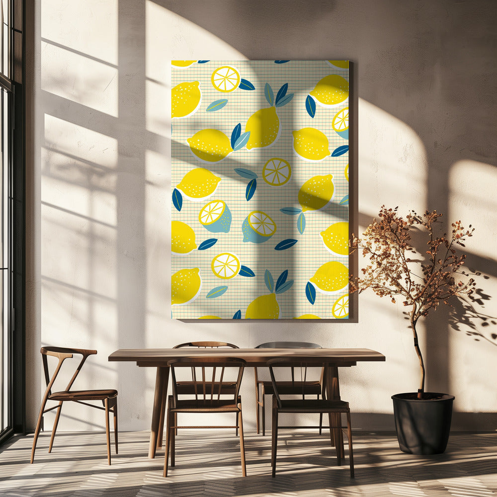 Verse citroenen geruit zonnig | Canvas