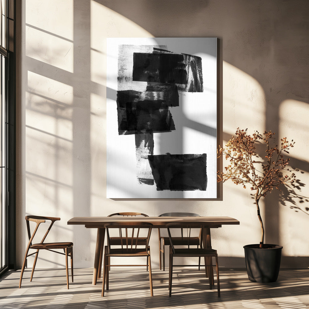 Zwart-wit abstracte compositie nr. 1 | Canvas