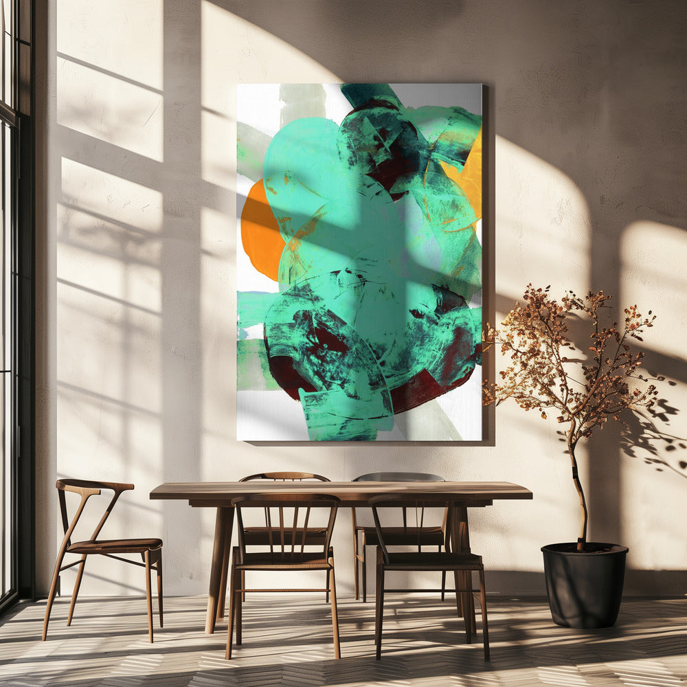 Aqua Teal Burgandy Oranje Neutraal Wit Abstract 1 | Canvas