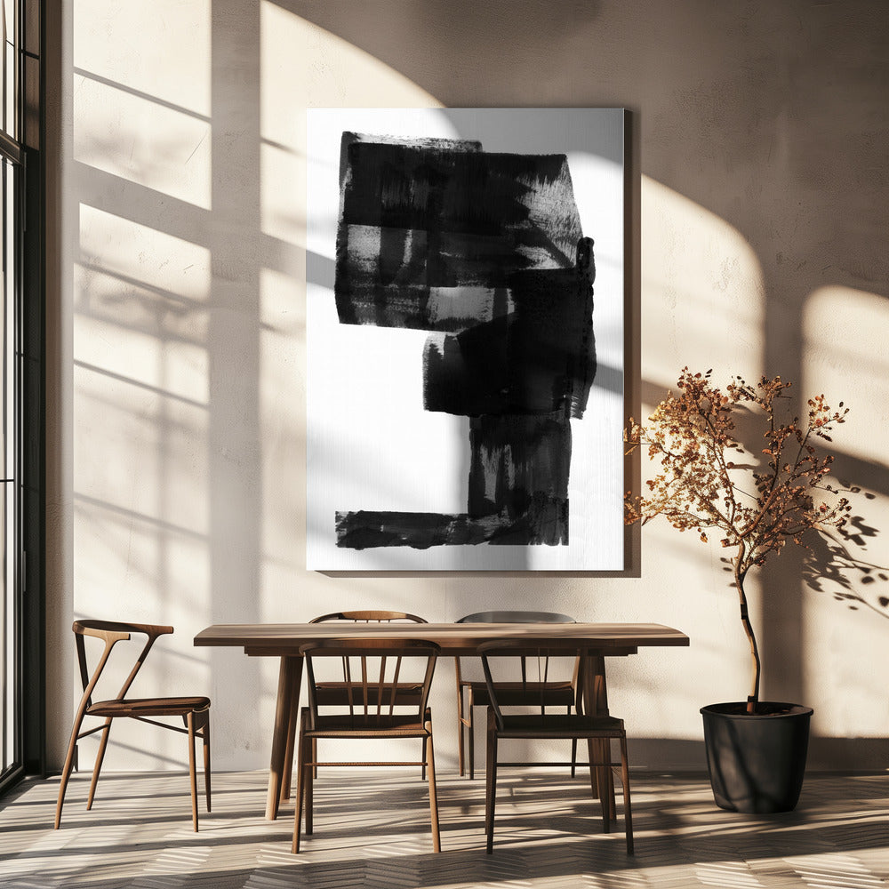 Zwart-wit abstracte compositie nr. 2 | Canvas