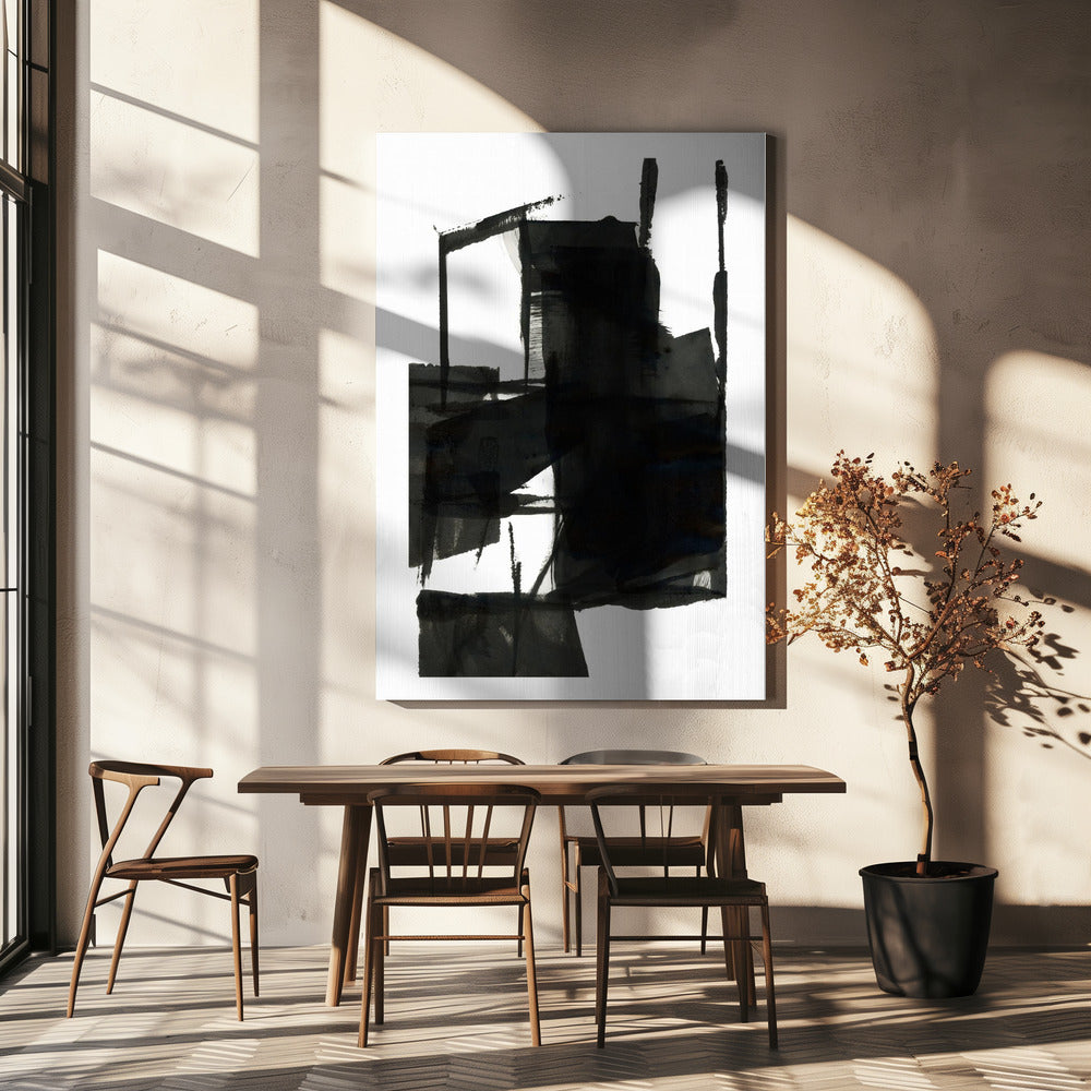 Zwart-wit abstracte compositie nr. 4 | Canvas