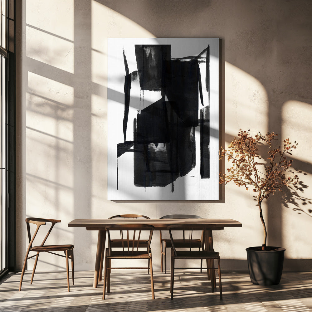 Zwart-wit abstracte compositie nr. 7 | Canvas
