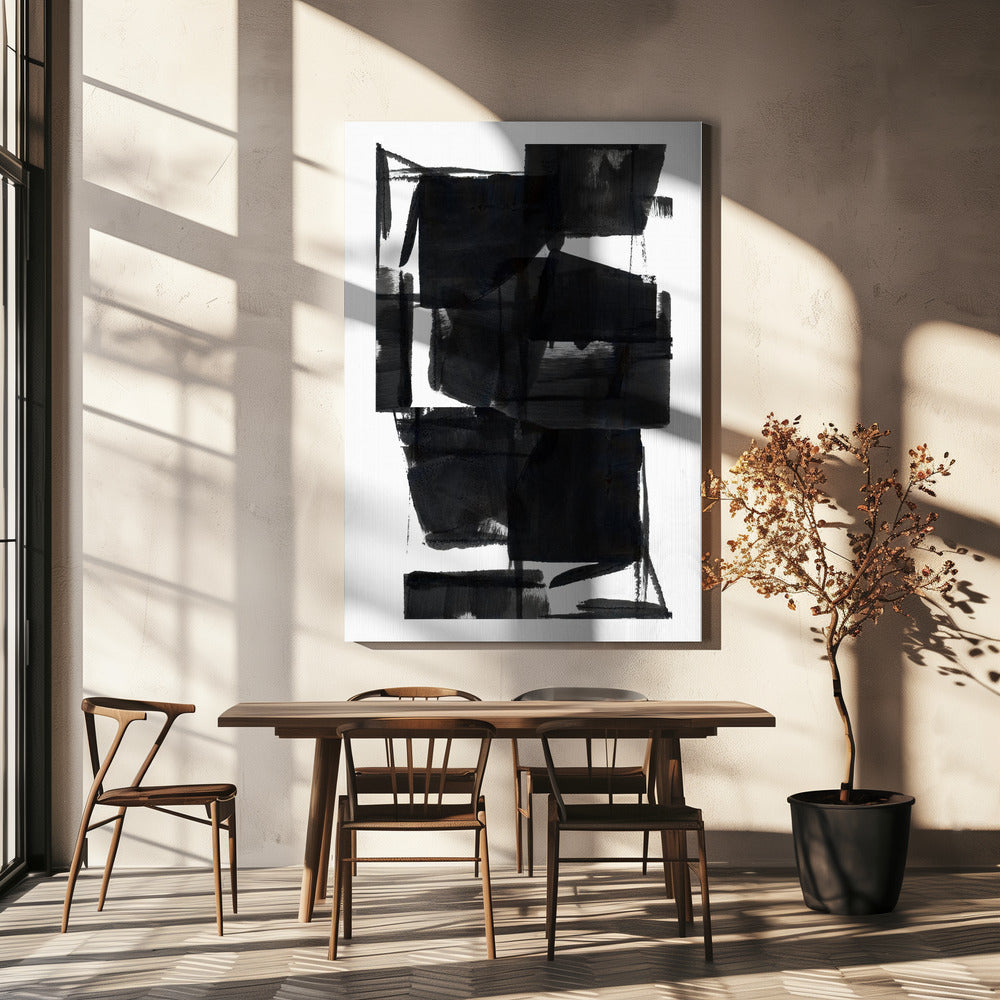 Zwart-wit abstracte compositie nr. 8 | Canvas