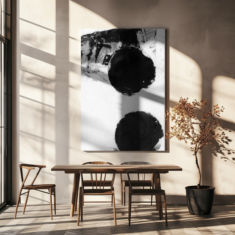 Zwart-witte abstracte stippen 2 | Canvas