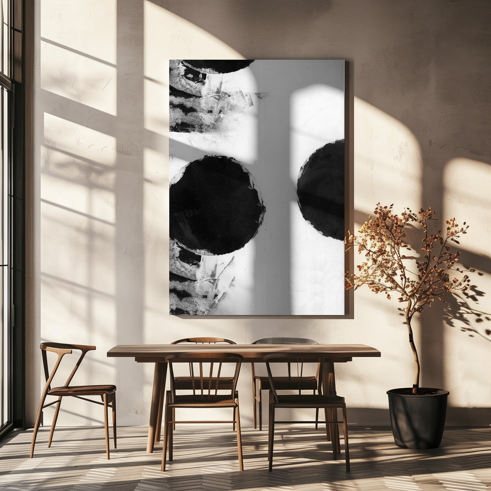 Zwart-witte abstracte stippen 3 | Canvas