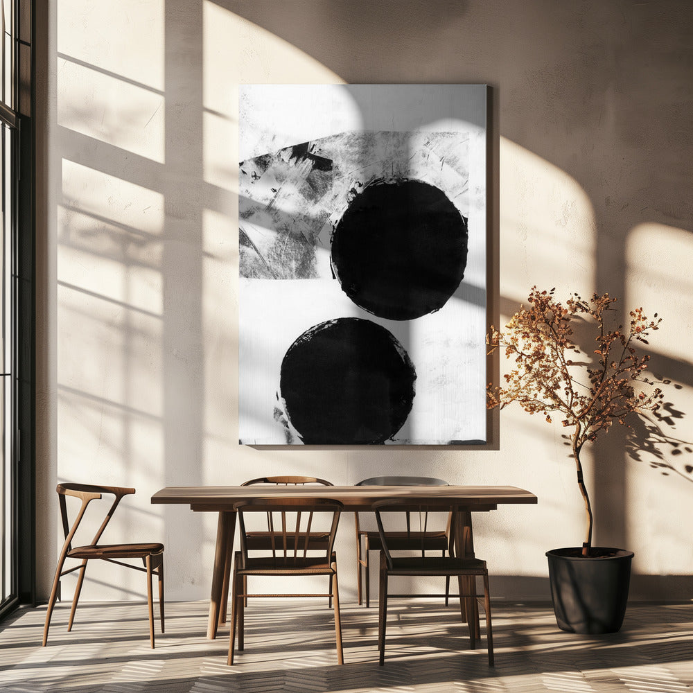Zwart-witte abstracte stippen 5 | Canvas