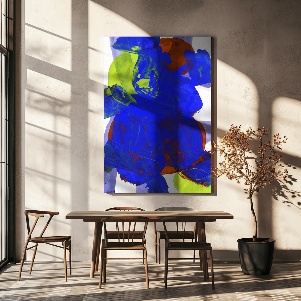 Kobaltblauw Lila Geel Chartreuse Oranje Neutraal Wit Abstract 1 | Canvas