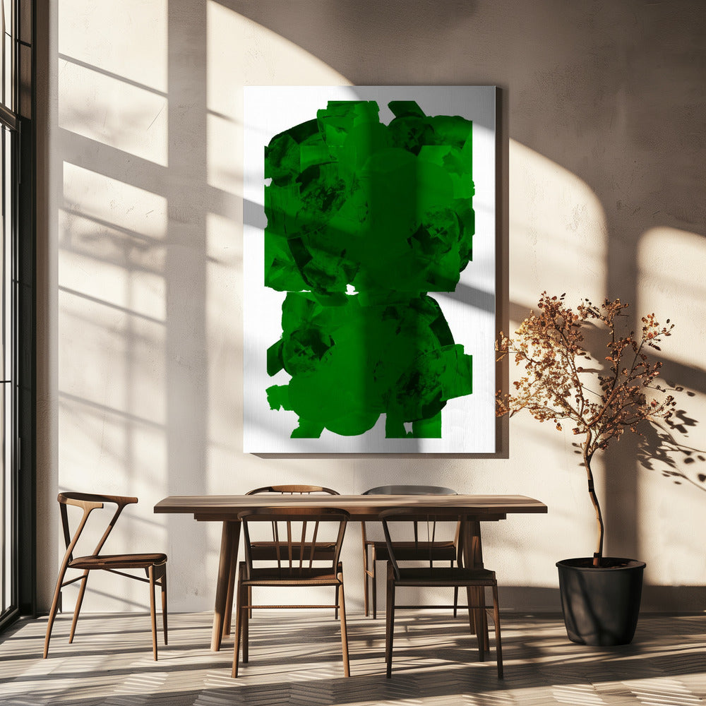 Groen en zwart abstracte compositie nr. 2 | Canvas