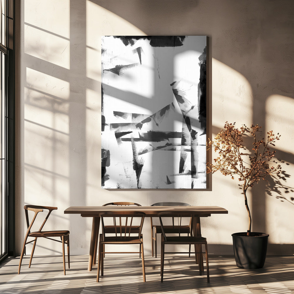 Minimaal zwart-wit abstract 4 | Canvas