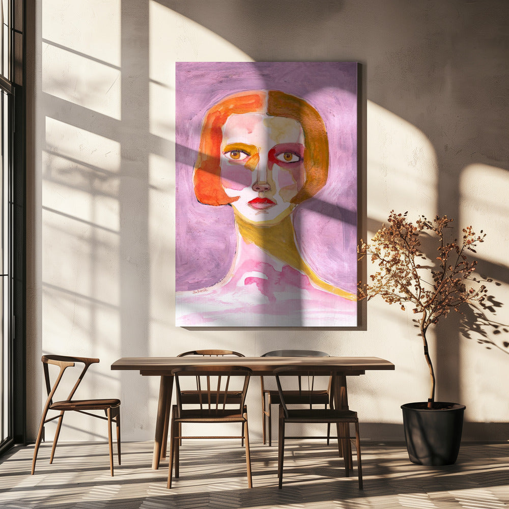Dame met bobkapsel Mauve Lila | Canvas