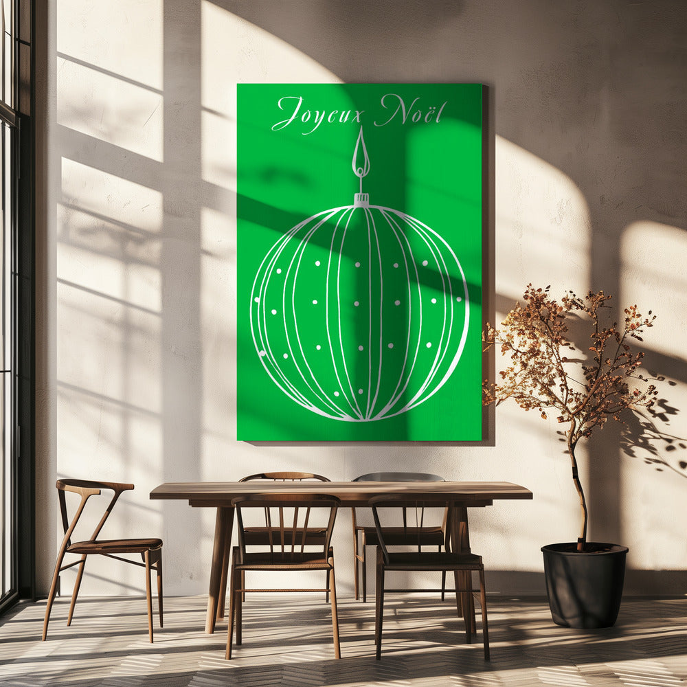 Bogen en kerstballen: Joyeux Noël Kerstmis | Canvas