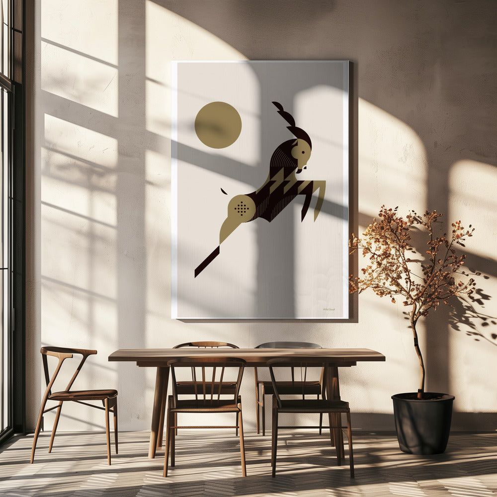 Gouden Dieren - Wilde Geit (wit) | Canvas