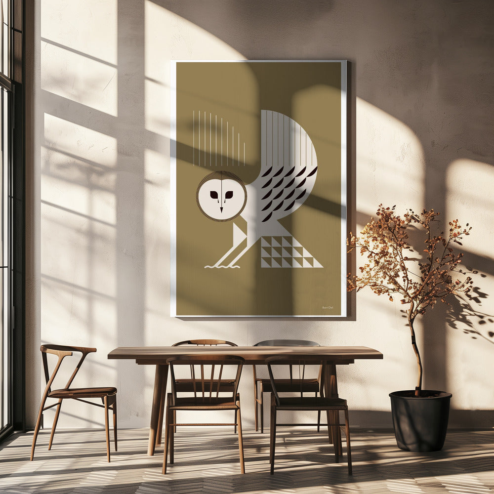 Gouden dieren - Kerkuil (goud) | Canvas
