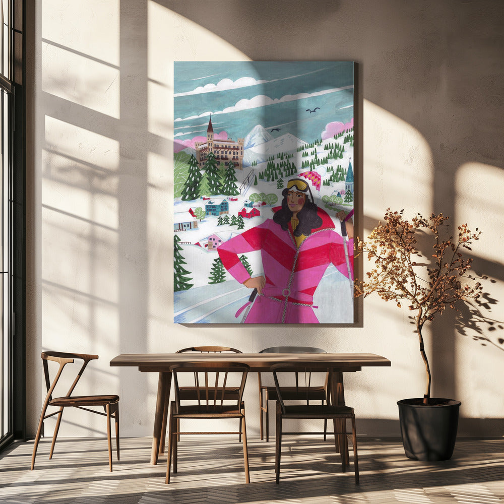 Winter Scene Woman Skiing | Canvas