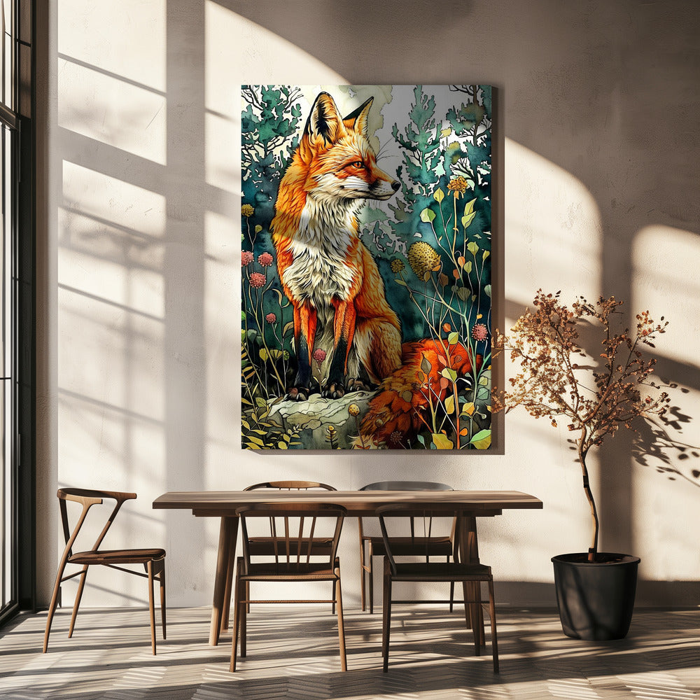 Aquarelkunst van een vos 13 | Canvas