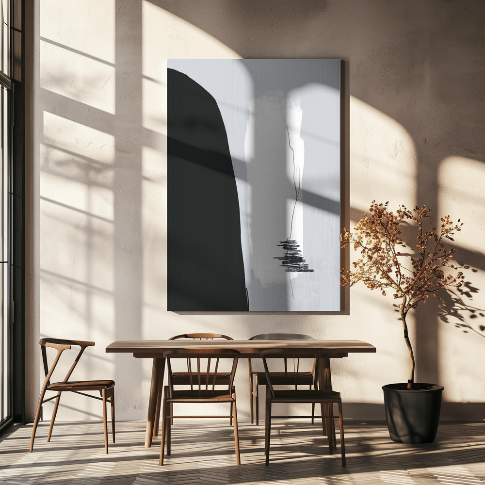Zwarte vorm tegen een lichte achtergrond | Canvas