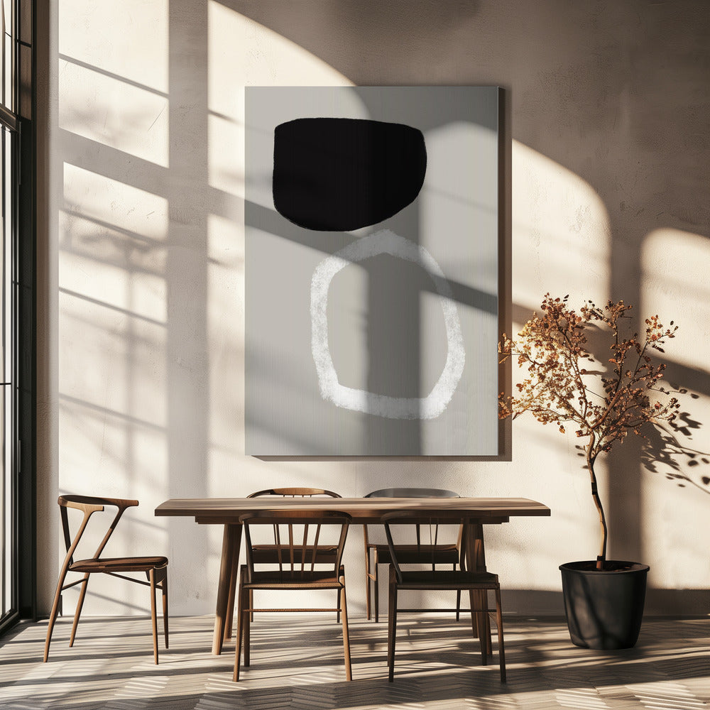 Abstract schilderij met twee opvallende geometrische vormen | Canvas