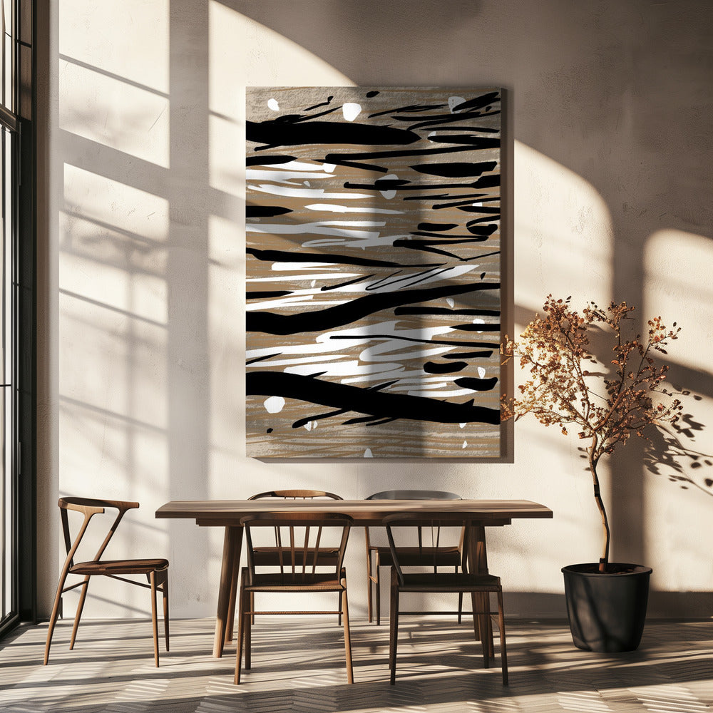Zwart-witte penseelstreken | Canvas