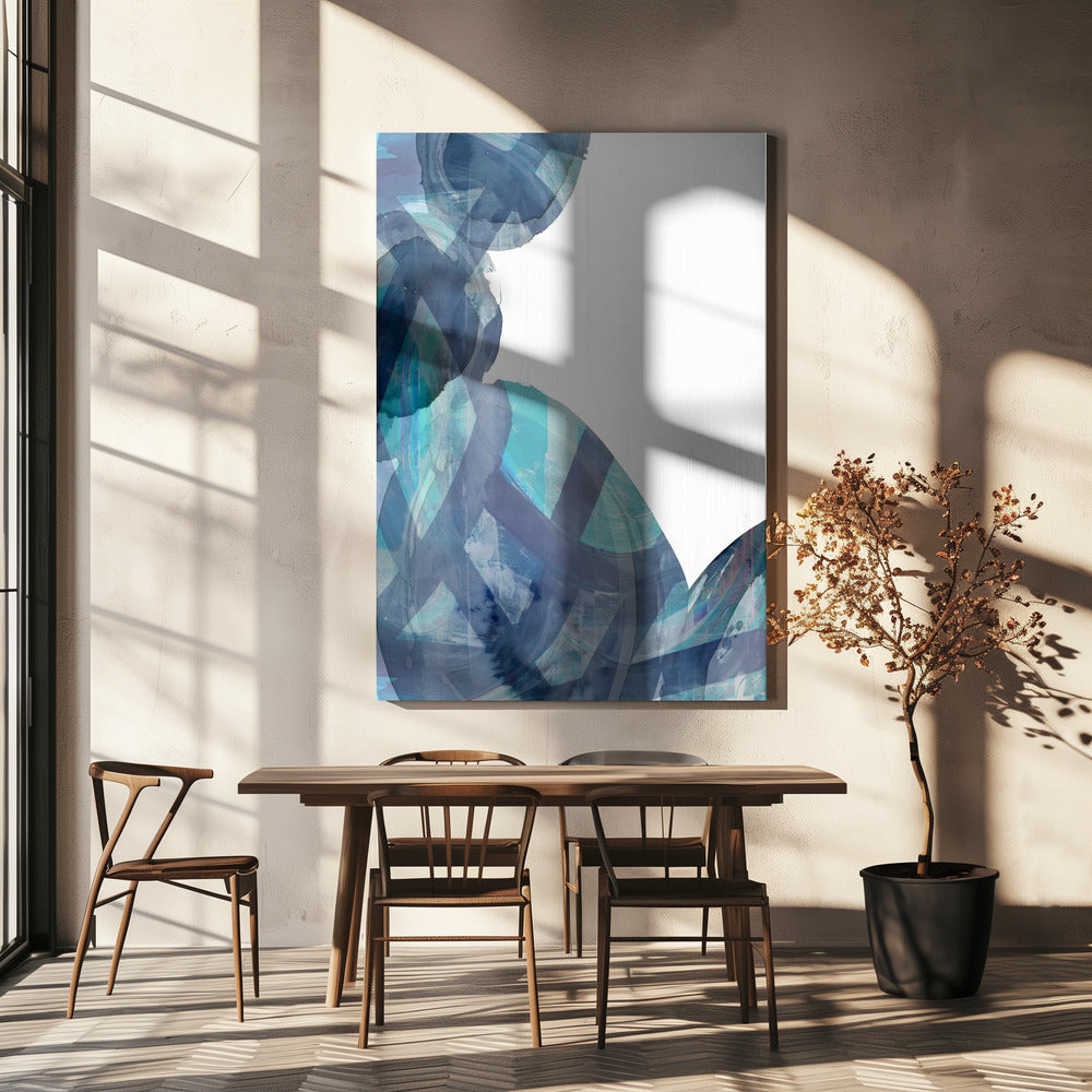 Blauwe abstracte wervelingen 1 | Canvas