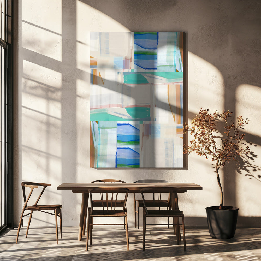 Blue Green Shapes No1 | Canvas