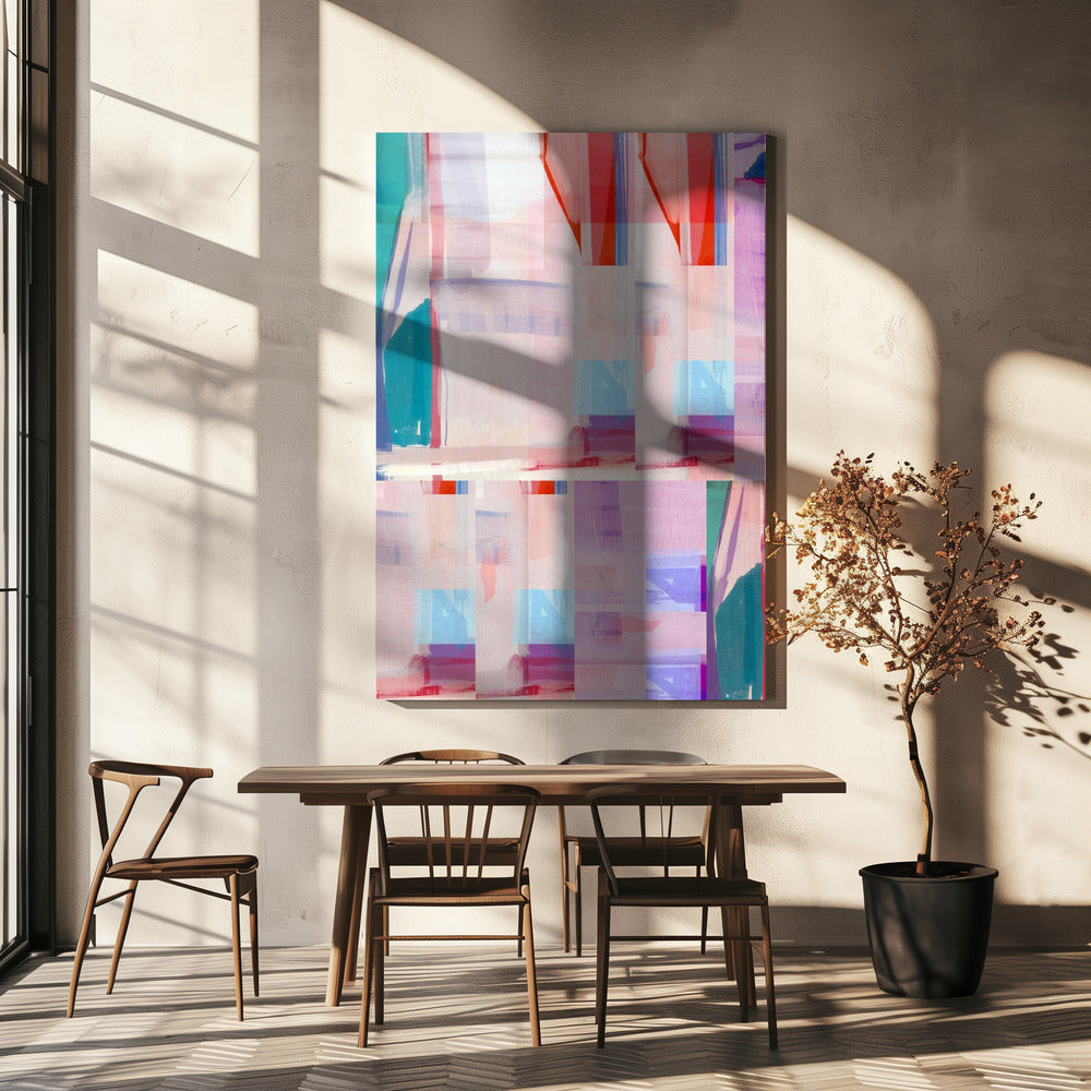 Blauwroze vormen nr. 1 | Canvas