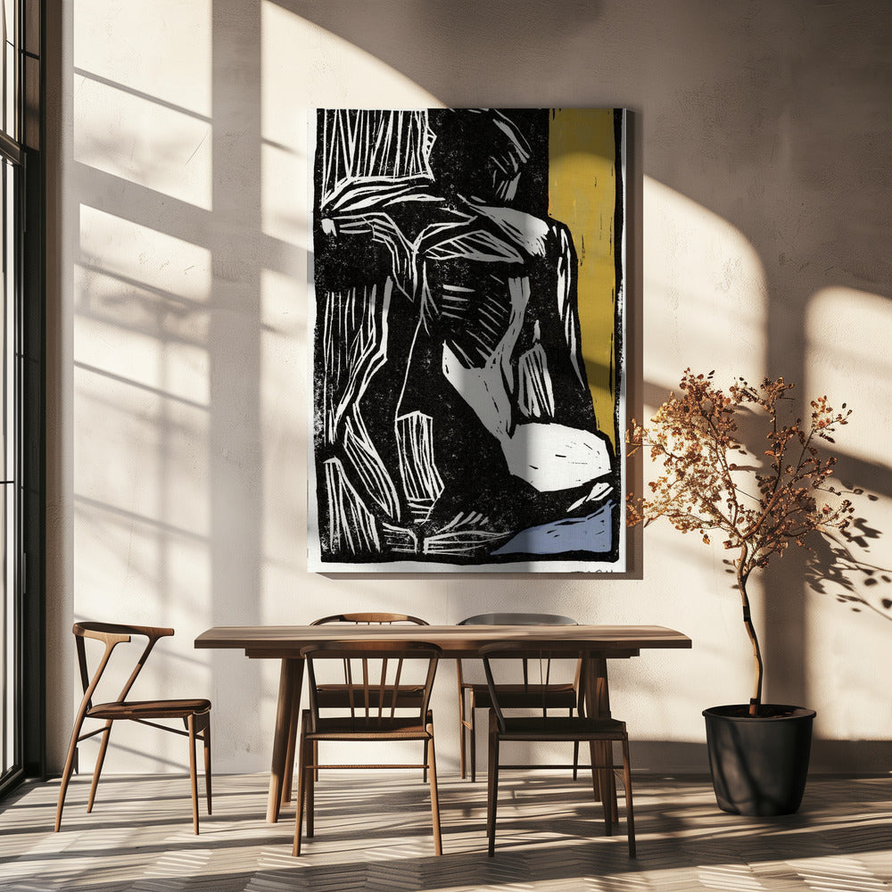 Naakt bij raam | Canvas