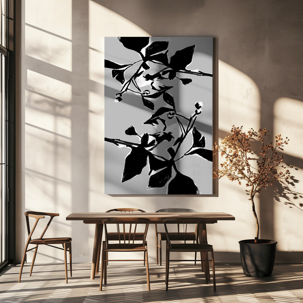 Zwart bloemensilhouet 1 | Canvas