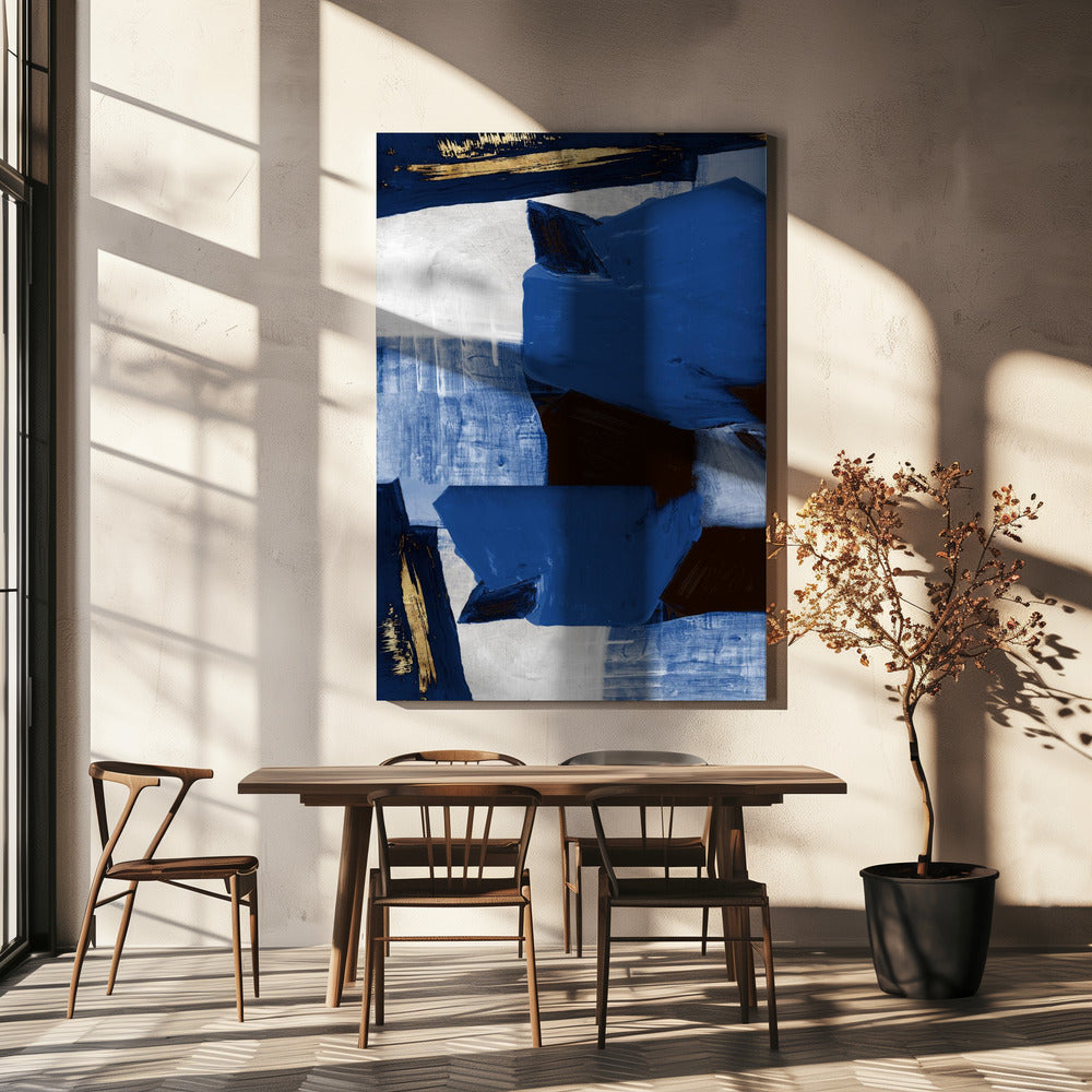 Marineblauwe gouden vormen 2 | Canvas