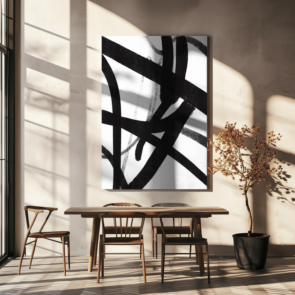Gedurfde zwarte penseelstreken | Canvas