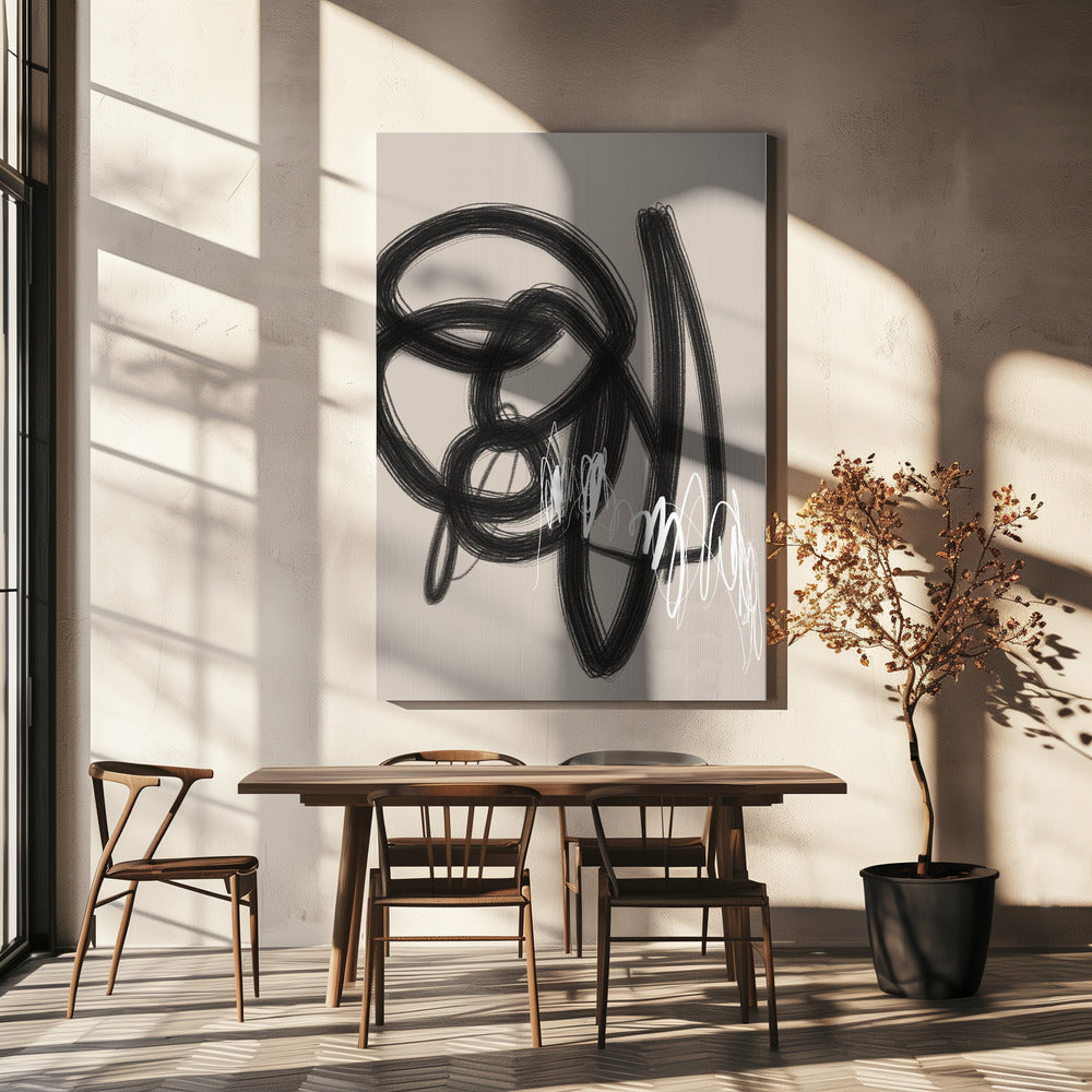 Vegende zwart-witte lijnen | Canvas