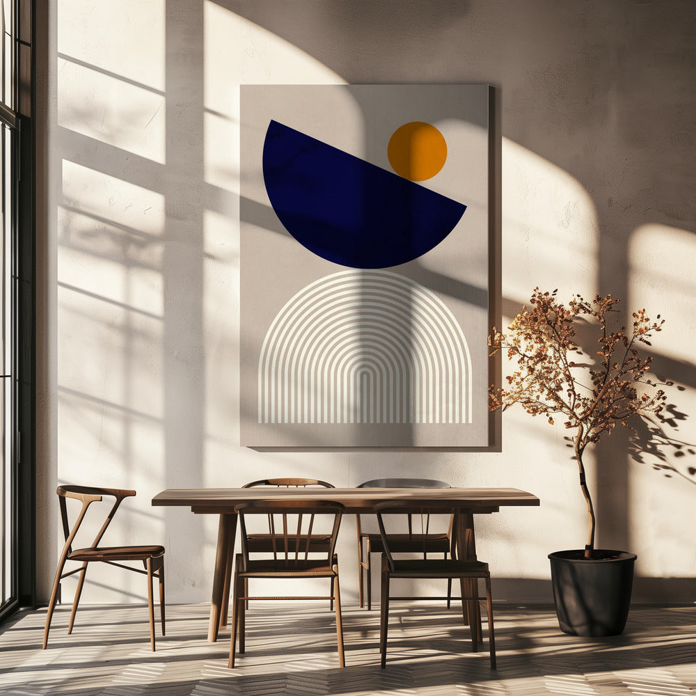 Lijnen en halve cirkels 2 | Canvas