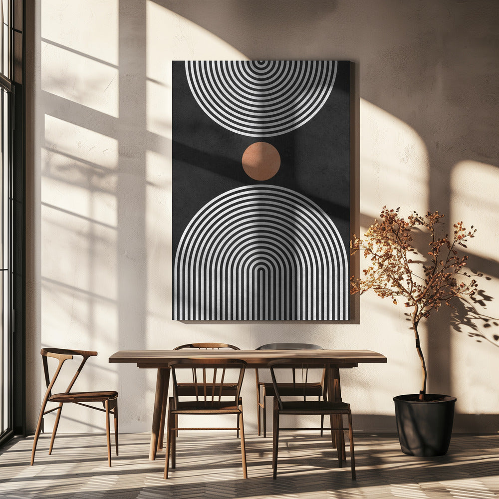 Cirkels op zwarte achtergrond 5 | Canvas