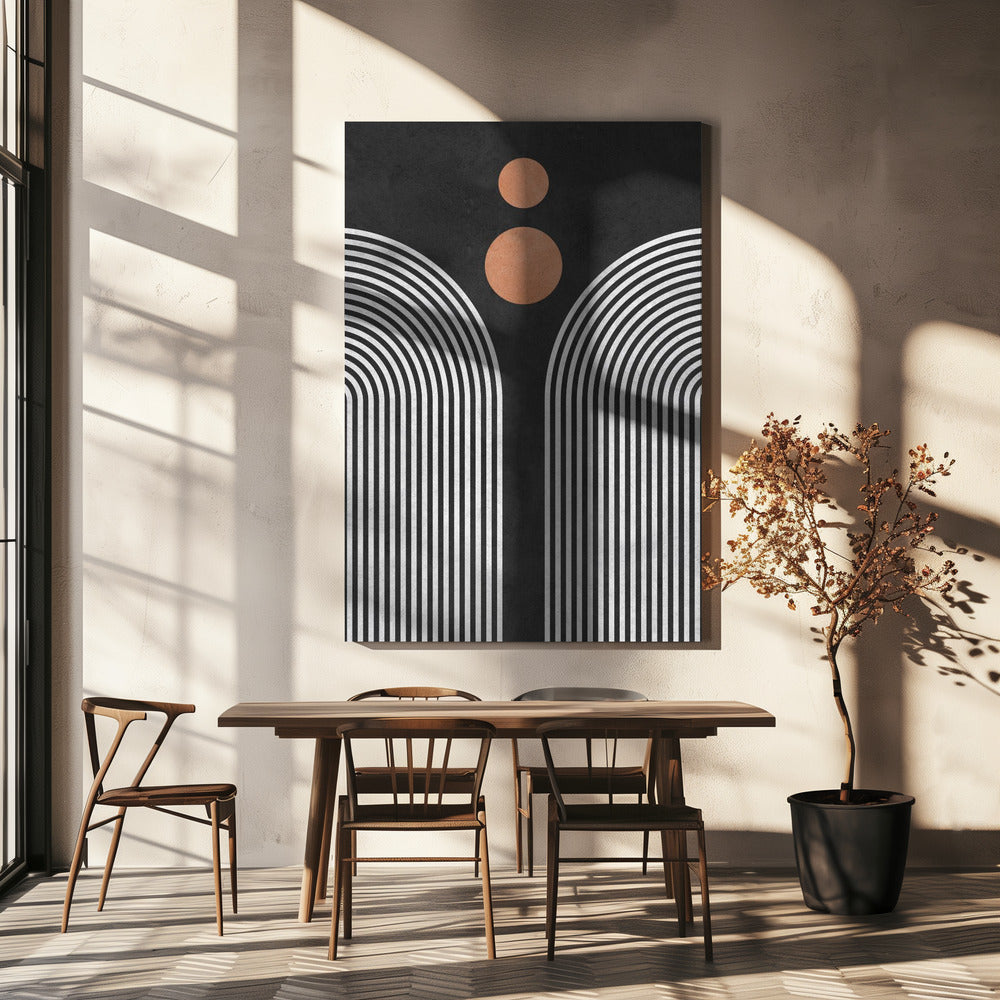 Cirkels op zwarte achtergrond 3 | Canvas