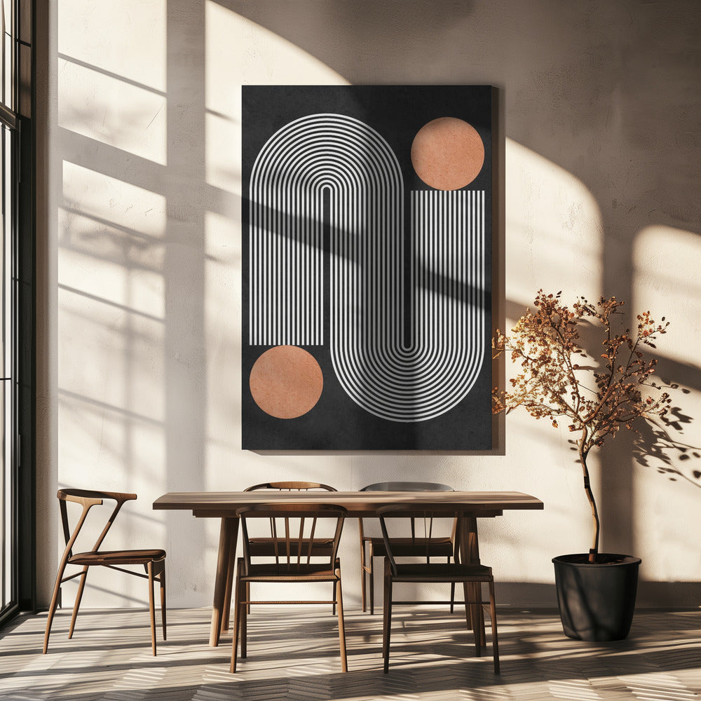 Cirkels op zwarte achtergrond 1 | Canvas