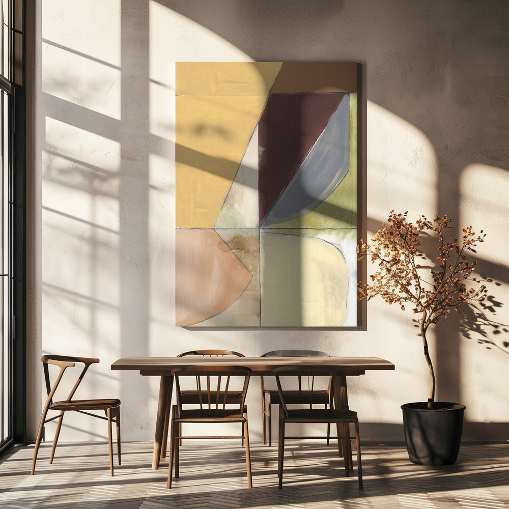 Stofroze Geel Abstract No2 Kunstdruk | Canvas