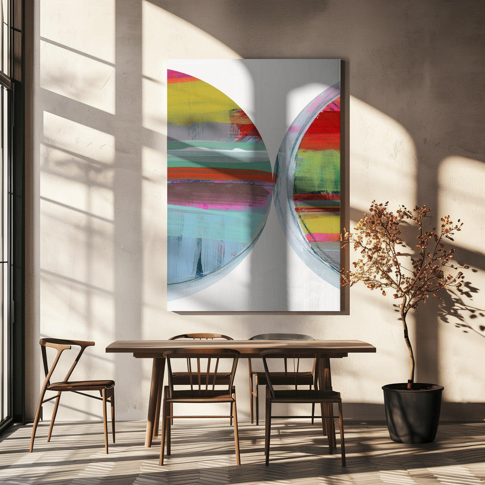 Abstracte Strepen & Cirkels Nr. 2 | Canvas