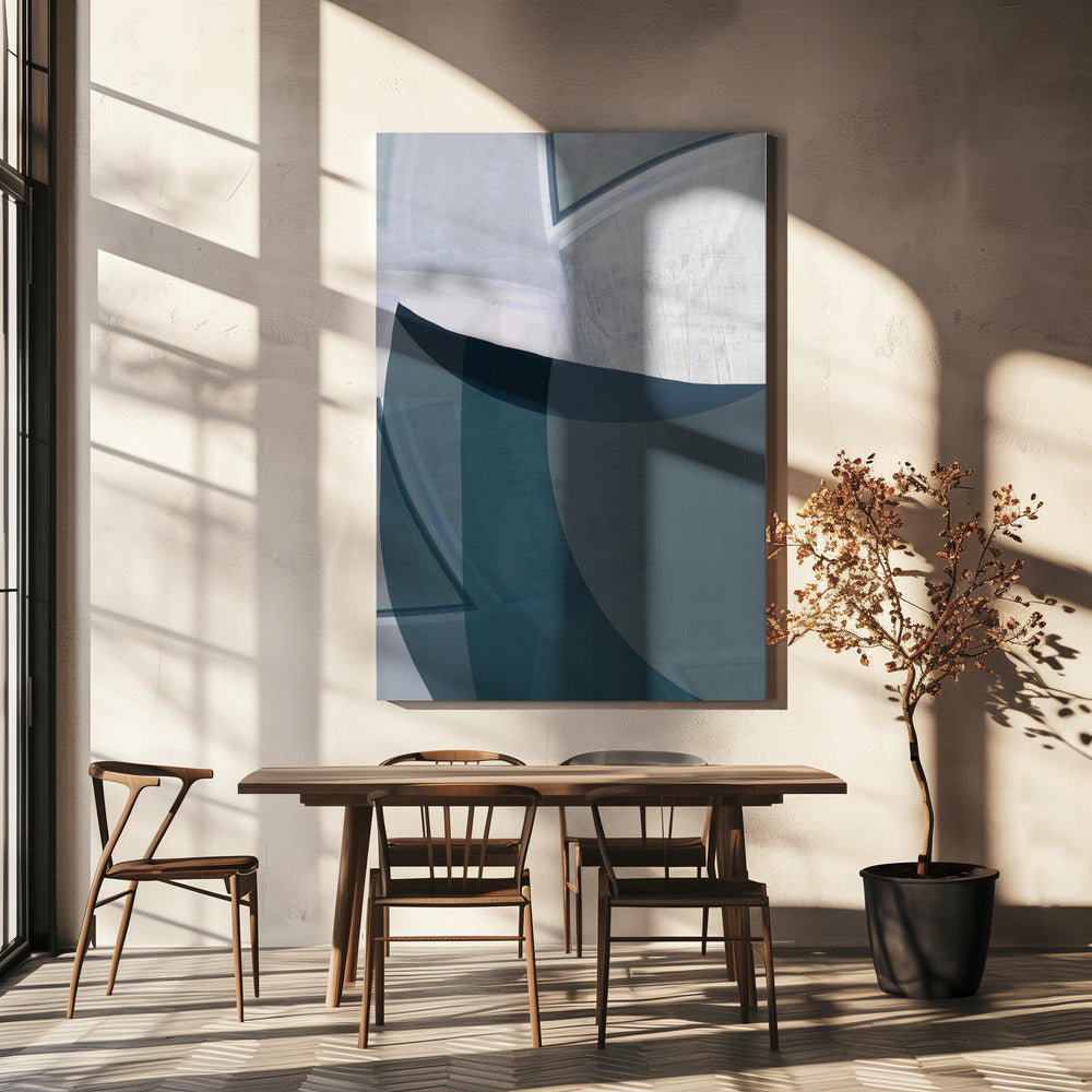 Encore Blauwe Abstracte Print | Canvas