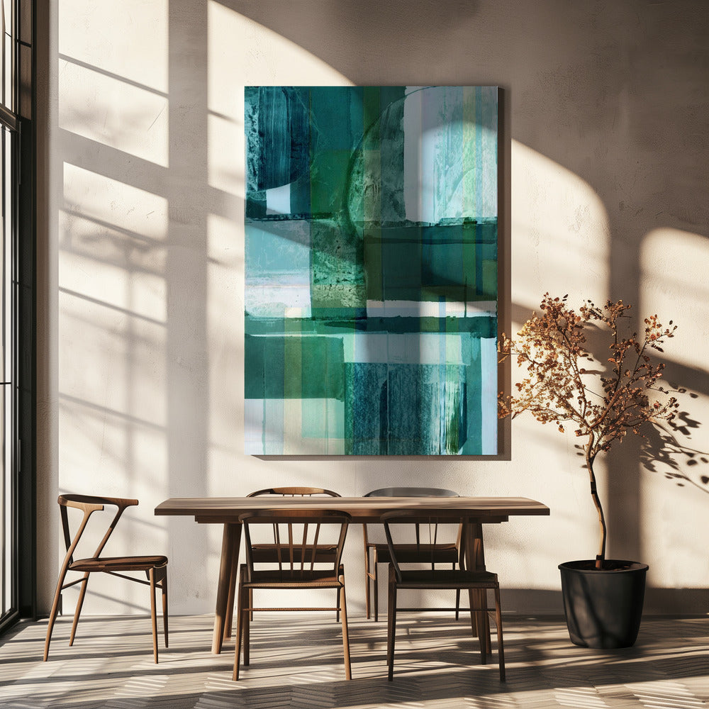Abstracte tinten blauw en neutraal 2 | Canvas