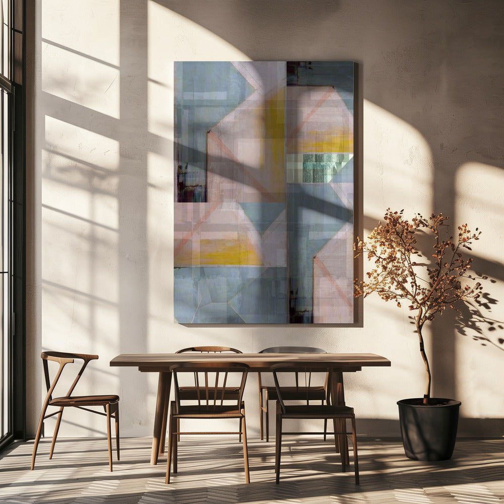 Abstracte tinten blauw en neutraal 3 | Canvas