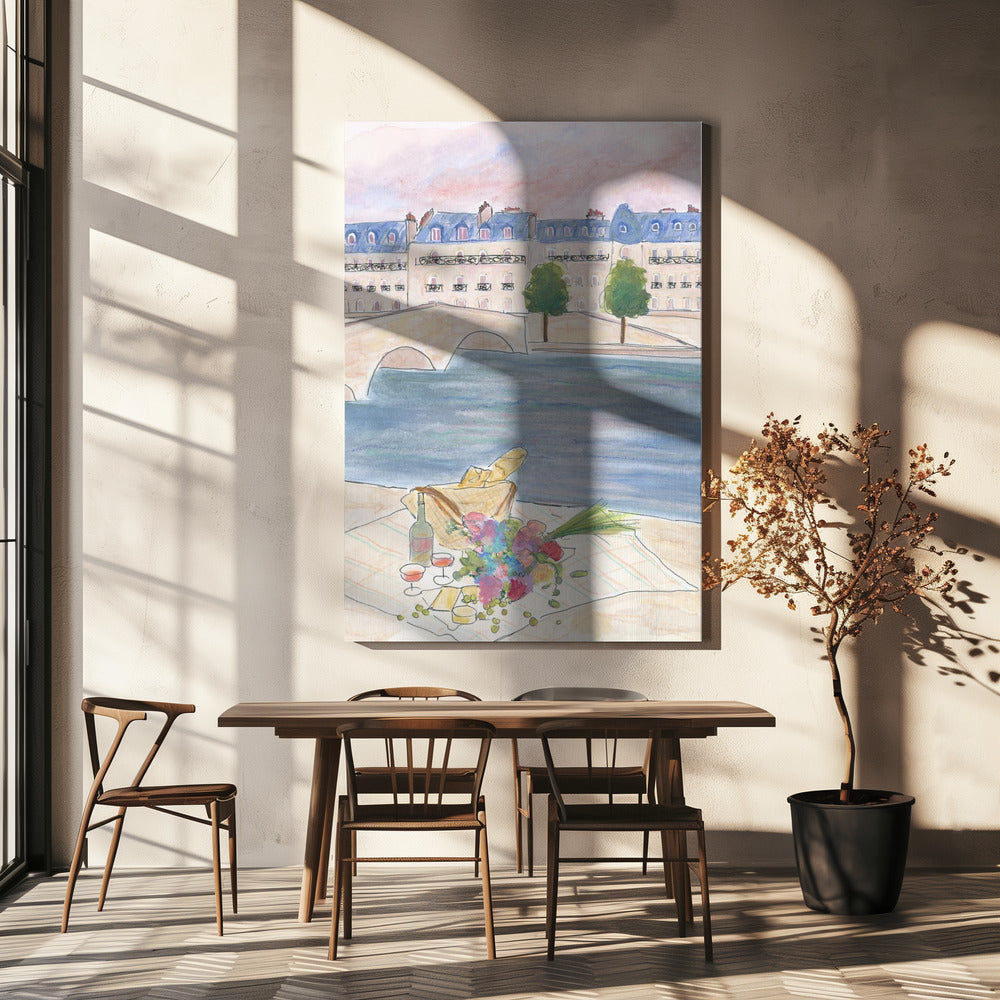 Parijse picknick aan de Seine | Canvas