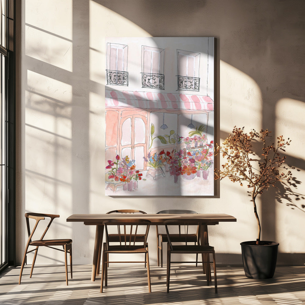 Roze bloemenwinkel | Canvas