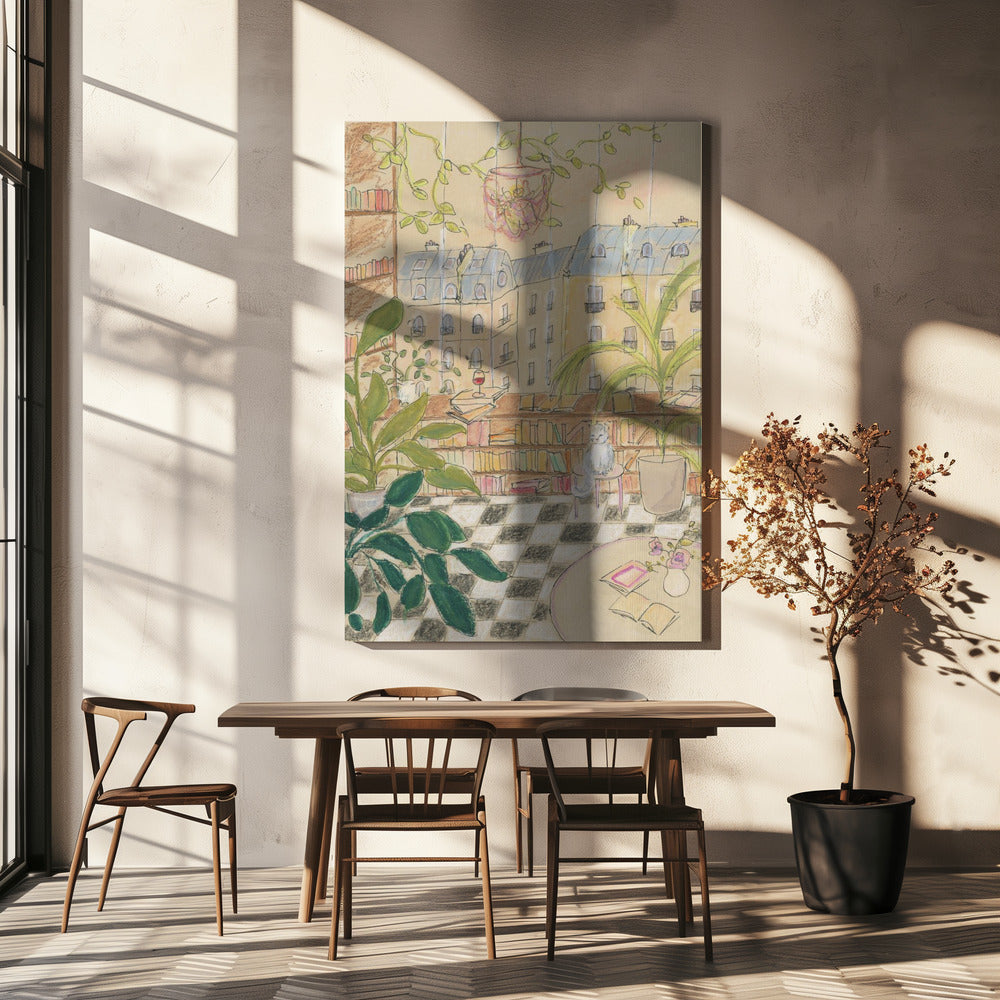 Antieke Parijse boekwinkelkat | Canvas
