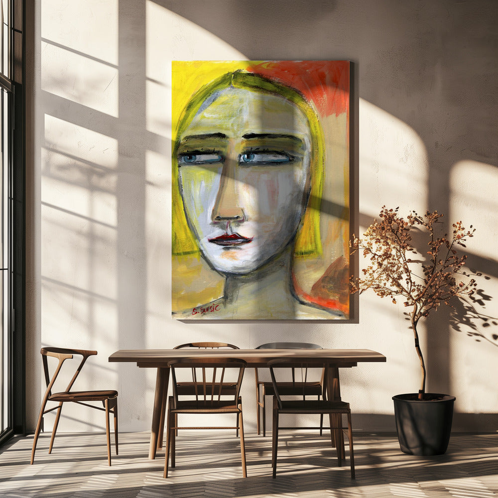 Dame met vernauwde ogen | Canvas