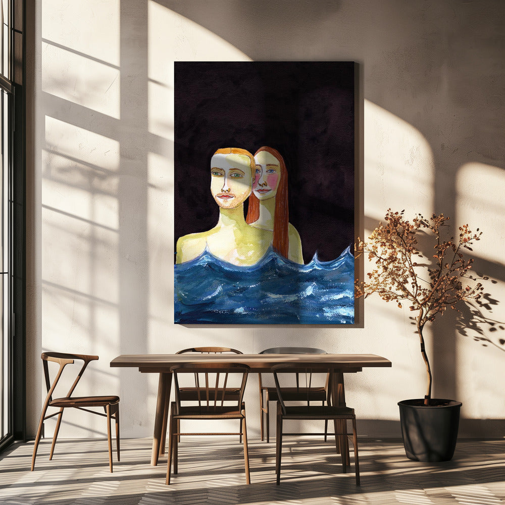 Het zwemmende paar | Canvas