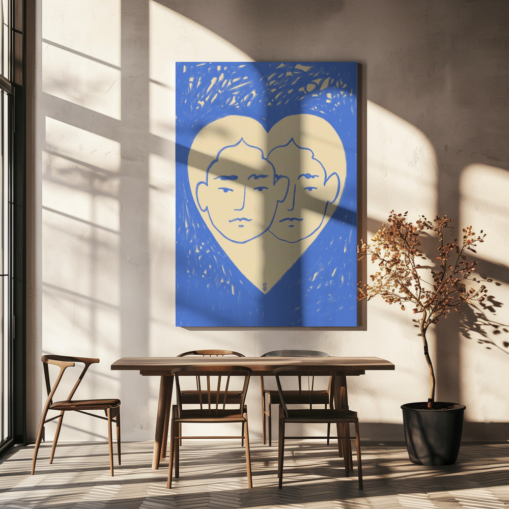 Twee abstracte gezichten | Canvas