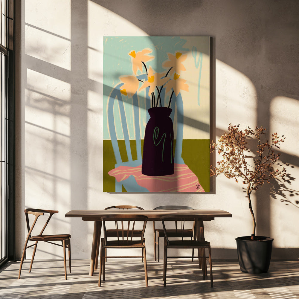 Minimalistisch stilleven met bloemen | Canvas